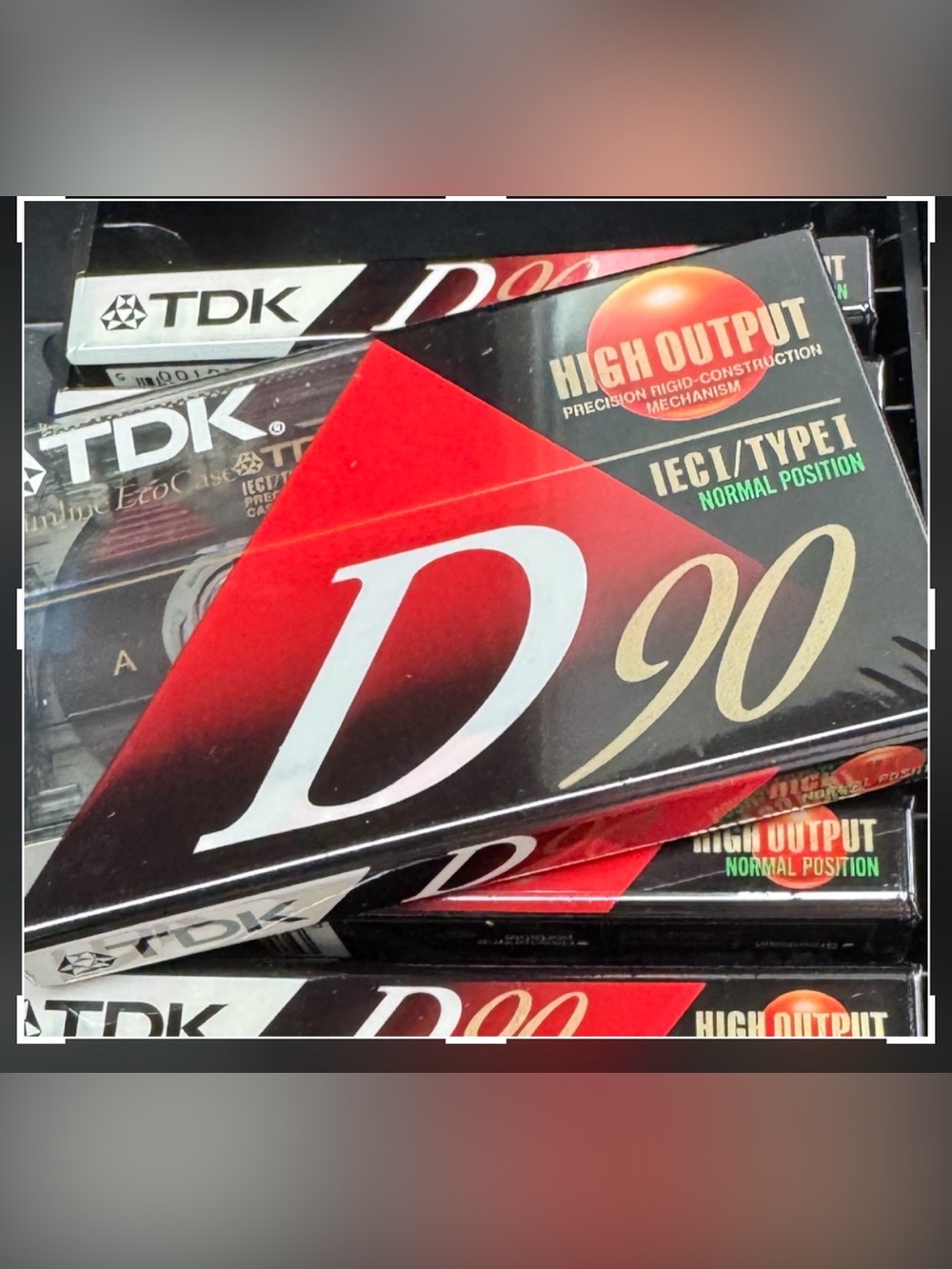 TDK D90 High Output Audio Cassette Tape - Black & Red